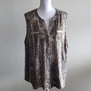 NANETTE LEPORE SLEEVELESS SNAKE PRINT TOP